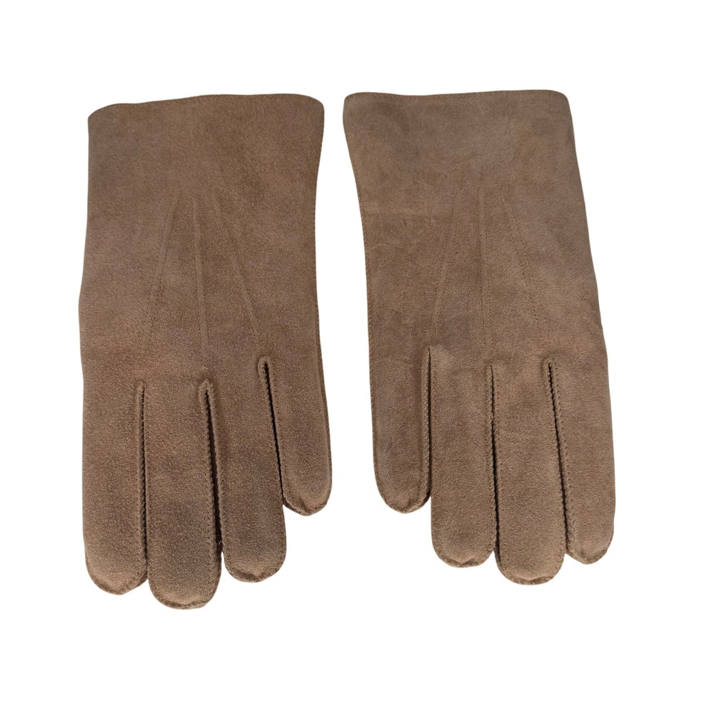 VTG Mens Tan Suede Leather Winter Gloves XL Faux Shearling Lined Winter Vacation
